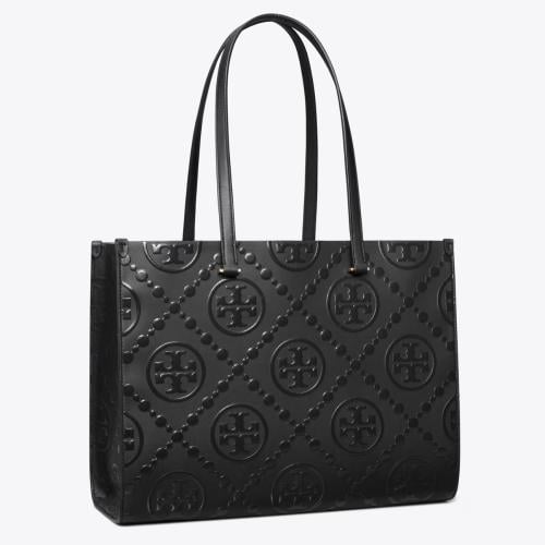 T MONOGRAM EMBOSSED TOTE