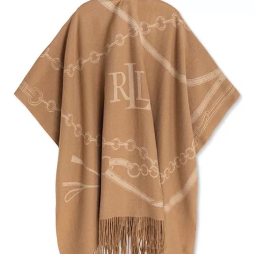 Logo & Belting-Motif Jacquard Ruana