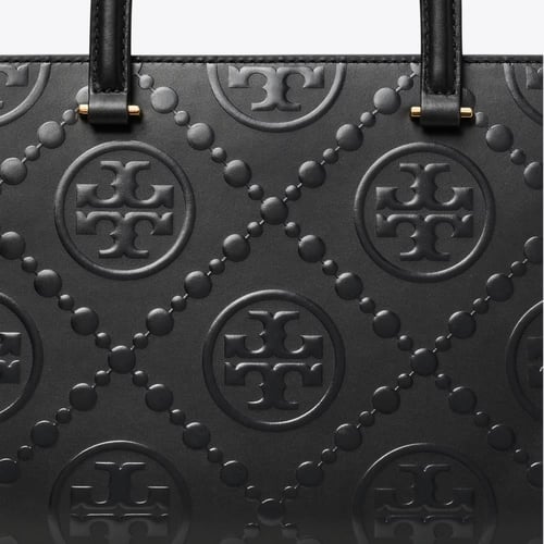 T MONOGRAM TOP-HANDLE EMBOSSED TOTE