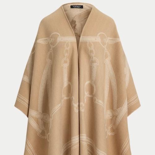 Logo & Belting-Motif Jacquard Ruana