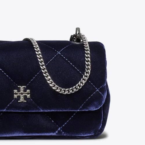 MINI KIRA DIAMOND QUILT VELVET PAVÉ FLAP BAG