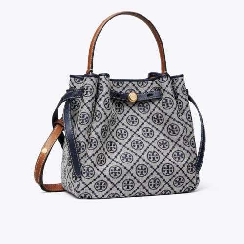 ROMY T MONOGRAM BUCKET BAG