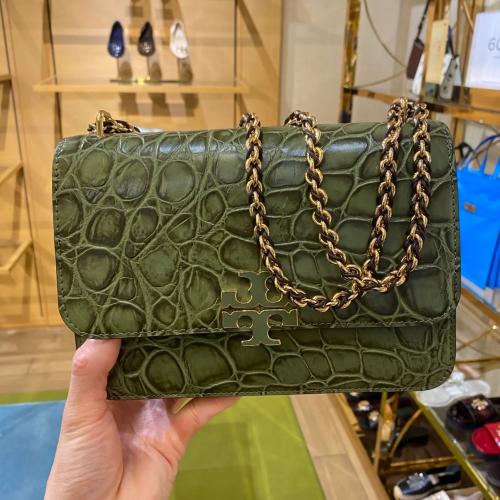 TORY BURCH BRITTEN EMBOSSED CROC SMALL SHOULDER BA...