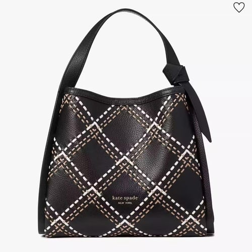 Knott Plaid Stitched Medium Crossbody Tote