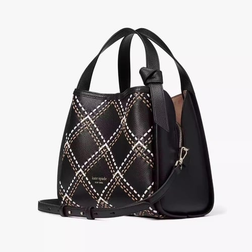 Knott Plaid Stitched Medium Crossbody Tote