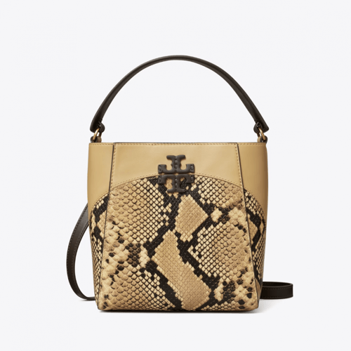 SMALL MCGRAW SNAKE EMBOSSED BUCKET BAG