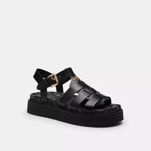 Lucy Lug Sole Sandal In Signature Jacquard