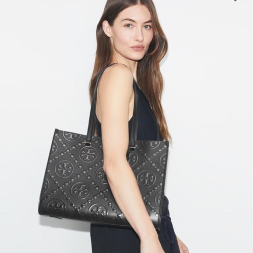 T MONOGRAM EMBOSSED TOTE