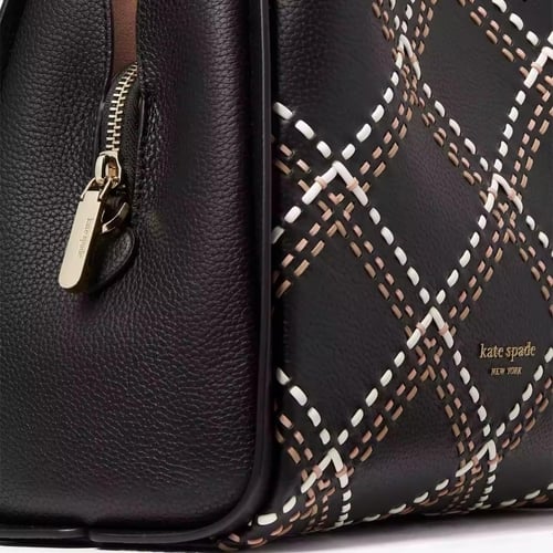 Knott Plaid Stitched Medium Crossbody Tote