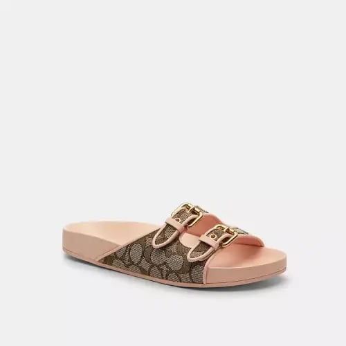 Two Band Buckle Sandal In Signature Jacquard