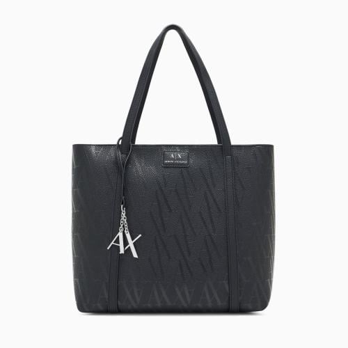 SHOPPER BAG WITH ALLOVER LOGO AND CHARM