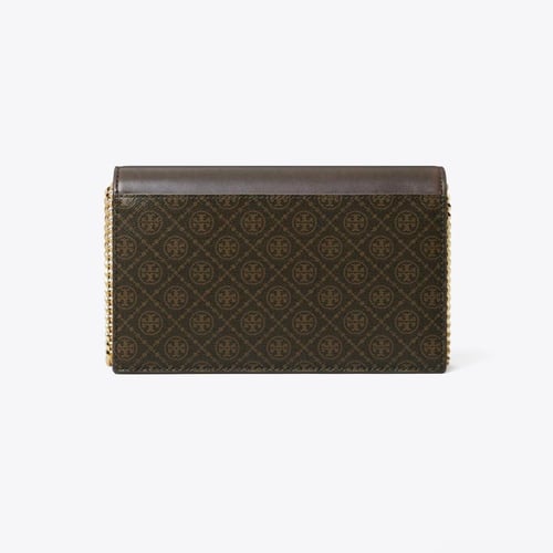 T MONOGRAM COATED CANVAS ENVELOPE CHAIN WALLET