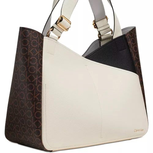 Zoe Large Colorblock Monogram Tote