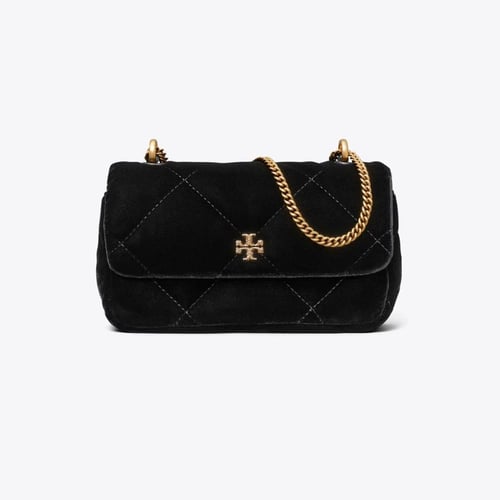 MINI KIRA DIAMOND QUILT VELVET PAVÉ FLAP BAG