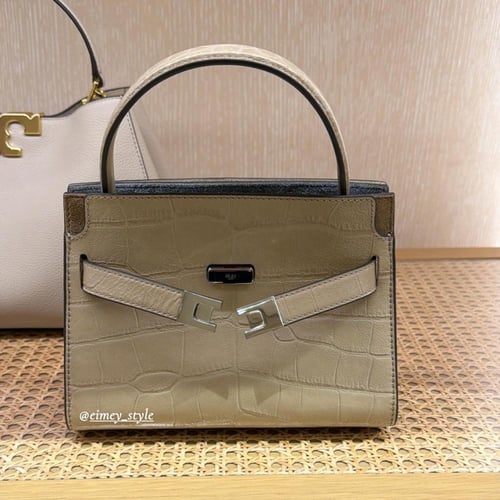 PETITE LEE RADZIWILL CROC-EMBOSSED DOUBLE BAG