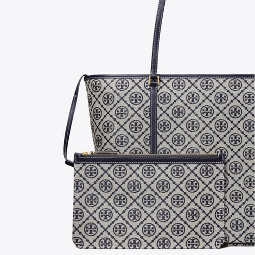 T MONOGRAM ZIP TOTE
