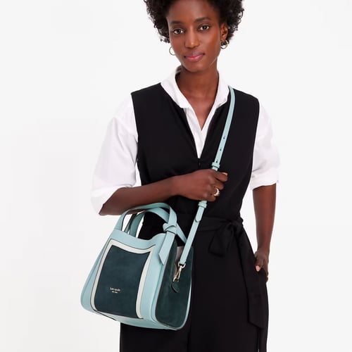 Knott Colorblocked Leather & Suede Medium Crossbod...