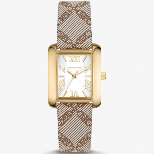 Mini Emery Gold-Tone and Empire Logo Jacquard Watc...