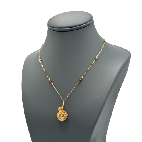 عقد ذهب عيار 21 تصميم مميز الوزن : 4.40g