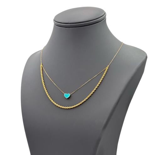 عقد ذهب عيار 18 مع لون ميناء الوزن : 1.8g
