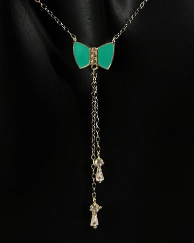 عقد ذهب عيار 18 تصميم الماس مع الوان ميناء الوزن:1...