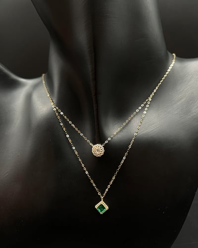 عقد ذهب عيار 18 تصميم الماس الوزن:1.2g