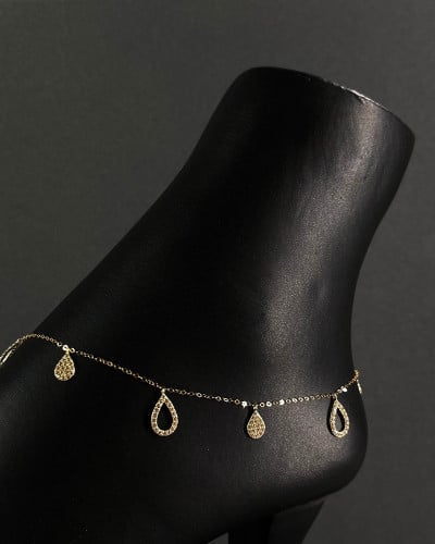 خلخال ذهب عيار 18 تصميم الماس الوزن:1.4g