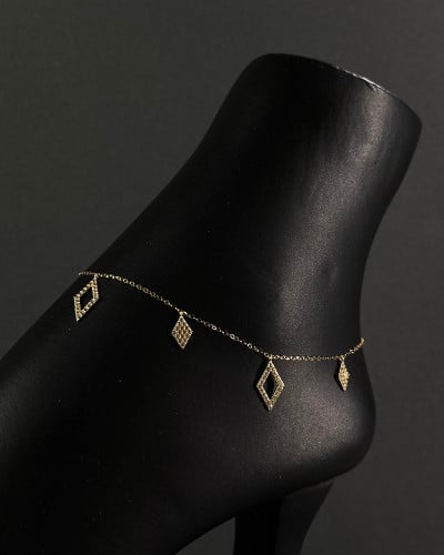 خلخال ذهب عيار 18 تصميم الماس الوزن:1.4g