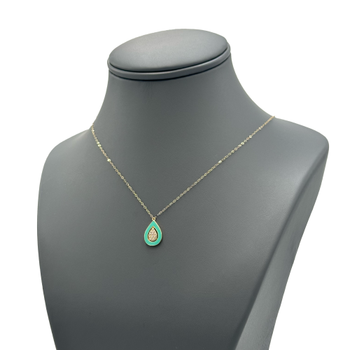 عقد ذهب عيار 18 تصميم الماس مع الوان ميناء الوزن:1...