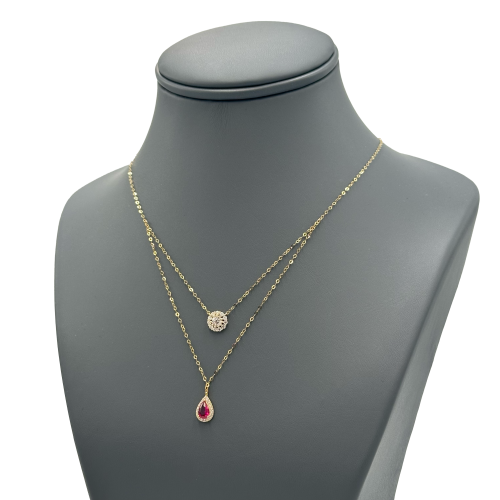 عقد ذهب عيار 18 تصميم ألماس الوزن:1.2g