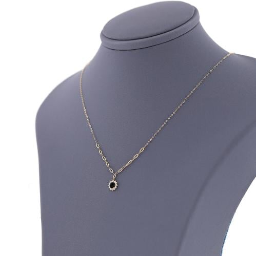 عقد ذهب عيار 18 تصميم الماس ألوان متعددة