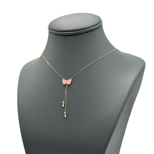 عقد ذهب عيار 18 تصميم الماس مع الوان ميناء الوزن:1...