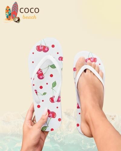 شبشب بحر صيفي بنقشة الكرز