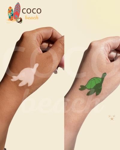 استكر تان مخصص شكل سلحفاة بحرية لإبراز خطوط التان