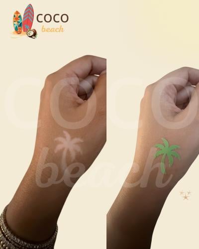 استكر تان مخصص شكل نخلة استوائية لإبراز خطوط التان