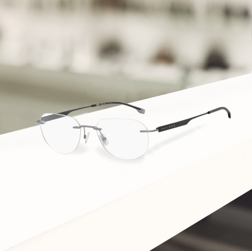 نظارة طبية رجالية هوجو بوس بدون إطار ذراع أسود