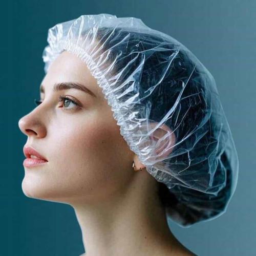 غطاء شعر بلاستيك للاستحمام شفاف 50 قطعه