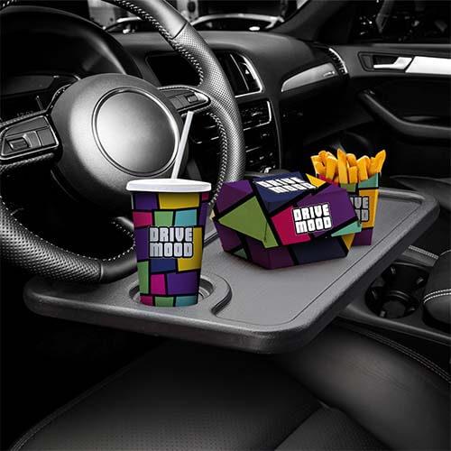 طاولة سيارة محمولة سهلة الاستخدام، للأكل والشرب وا...