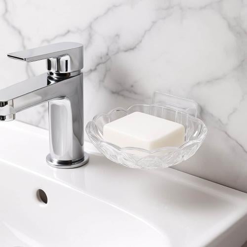 علب صابون بلاستيك شفاف، حامل صابون جداري لاصق أو أ...