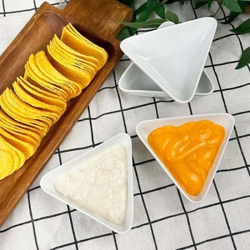 صحون تقديم الصوص المثلثة طقم 4 قطع لتقديم الصوصات...