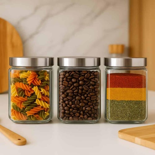 علب بهارات زجاجية قطعتين لحفظ التوابل والعناصر الغ...