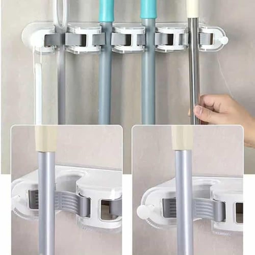 حامل مكانس جداري سهل التركيب بواسطة لاصق قوي 4 خان...