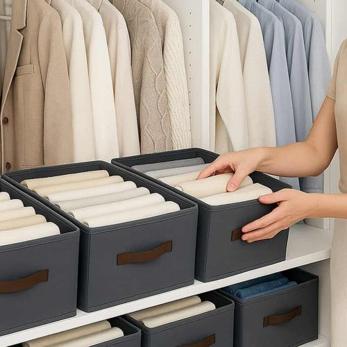 صناديق تنظيم الملابس قماش 3 قطع قابله للطي 40سم