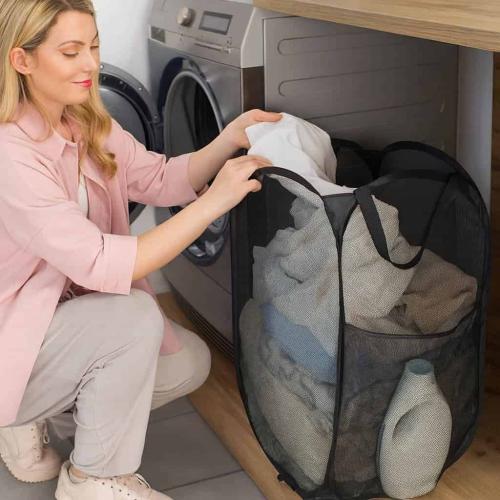 سلات غسيل ملابس شبك قابلة للطي