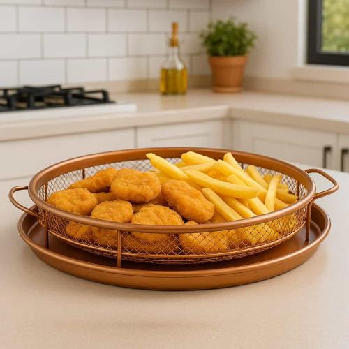 صينية تصفية زيت البطاطس والدجاج وعاء شبكي وصحن لتج...