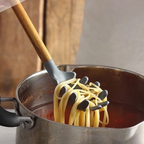 ملعقة معكرونة سيليكون لتقليب وغرف المكرونة والسلطا...