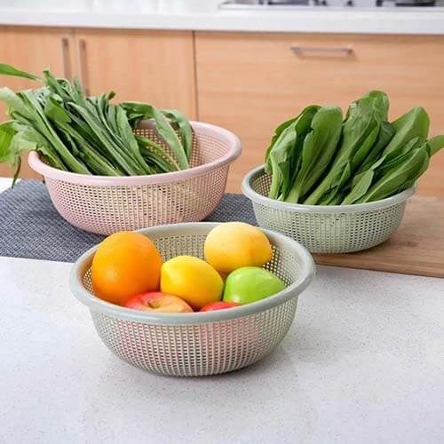 سلة خضروات وفواكه بلاستيك طقم 3 قطع بأحجام مختلفة...