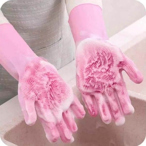 قفازات غسيل الاواني سيليكون السحرية بخاصية الفرشاة...
