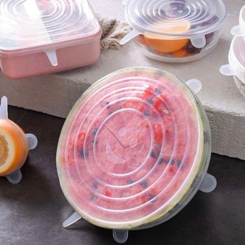 غطاء سيليكون للاطباق 6 قطع بأحجام مختلفة لحفظ الطع...