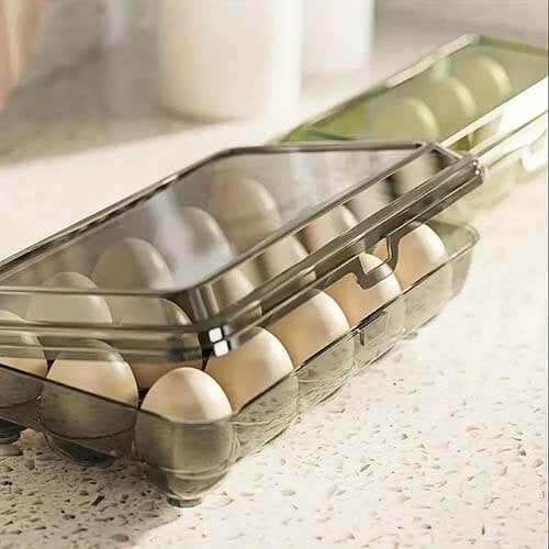 حافظة تخزين البيض بلاستيك ابيض شفاف 15 خانة 3 صفوف...